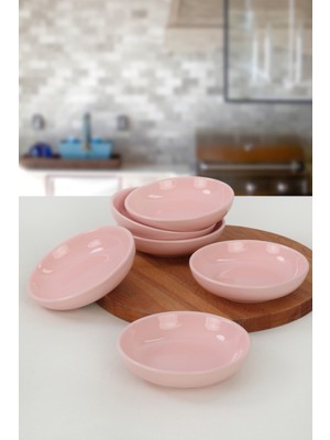 Keramika Açık Pembe Halka Çerezlik/Sosluk 13 Cm 6 Adet