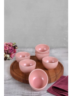 Keramika Mat Açık Pembe Bulut Mini Çerezlik / Sosluk 8 Cm 6 Adet