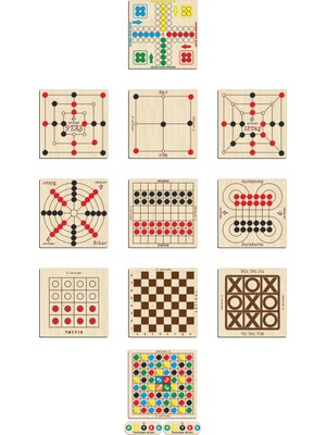 Ahtek Ahşap Klasik Zeka ve Strateji Oyun Seti 11 Li