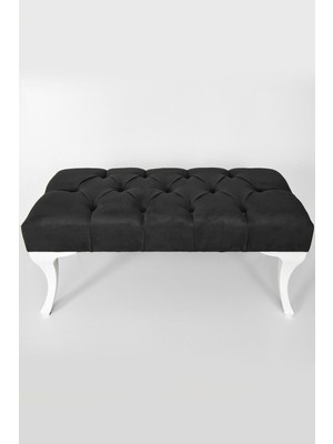 TOKKO Siyah Hünkar Büyük Boy Kapı Önü Ayak Ucu Bench Puf 90 cm