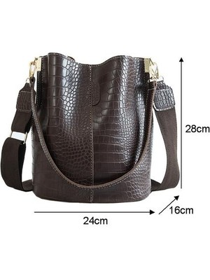 Xinh Anloth Timsah Kadınlar Için Crossbody Çanta Omuz Çantası Marka Tasarımcısı Kadın Çanta Lüks Pu Deri Çanta Kova Çanta Çanta HPS405 | Omuz Çantaları (Kahverengi)