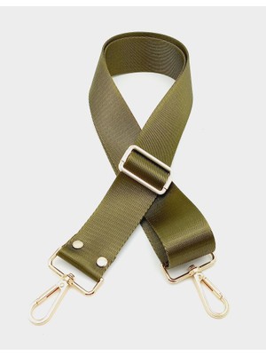 Angel Çanta Aksesuar Polyester Kolon 120X4 cm Haki Yeşil Light Gold Metalli