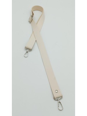 Angel Çanta Aksesuar Suni Deri Ayarlı Çanta Sapı 120X2.4 cm Krem Gümüş Metal