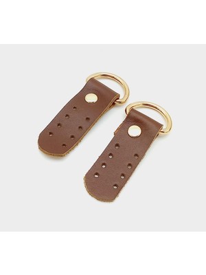 Angel Çanta Aksesuar Gerçek Deri Kızıl Kahve Sapucu (Böce) Light Gold Metalli