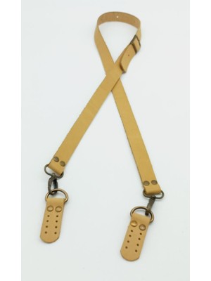 Angel Çanta Aksesuar Gerçek Deri Ayarlı Uzun Sap 2.3X130 Ham Doğal Renk Antik Metalli