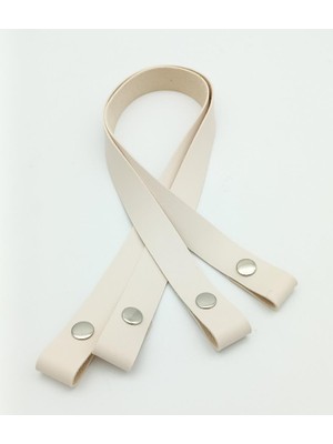 Angel Çanta Aksesuar Tek Kat Suni Deri Krem Çıtçıtlı Çanta Sapı Gümüş Metalli