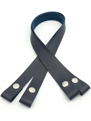 Angel Çanta Aksesuar Tek Kat Suni Deri Lacivert Çıtçıtlı Çanta Sapı Gümüş Metalli