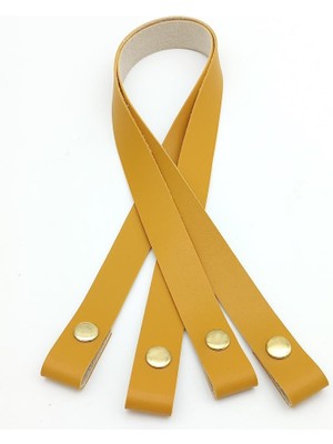 Angel Çanta Aksesuar Tek Kat Suni Deri Hardal Çıtçıtlı Çanta Sapı Light Gold Metalli