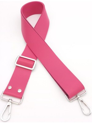 Angel Çanta Aksesuar Suni Deri Fuşya 120X4 cm Çanta Sapı Kalsap Gümüş Metalli