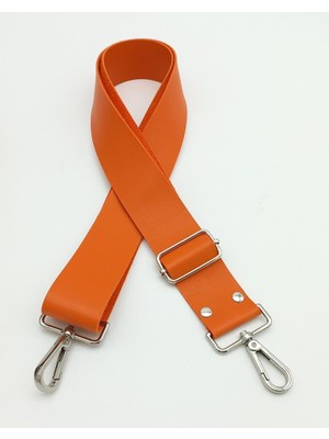 Angel Çanta Aksesuar Suni Deri Turuncu 120X4 cm Çanta Sapı Kalsap Gümüş Metalli