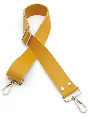 Angel Çanta Aksesuar Suni Deri Hardal 120X4 cm Çanta Sapı Kalsap Gümüş Metalli