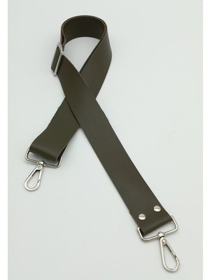 Angel Çanta Aksesuar Suni Deri Haki 120X4 cm Çanta Sapı Kalsap Gümüş Metalli