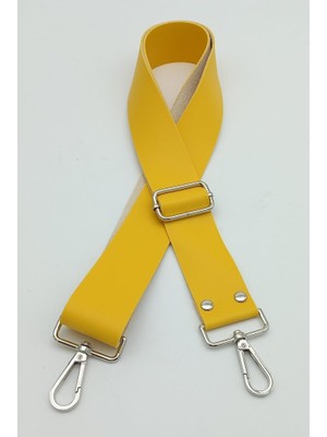 Angel Çanta Aksesuar Suni Deri Sarı 120X4 cm Çanta Sapı Kalsap Gümüş Metalli