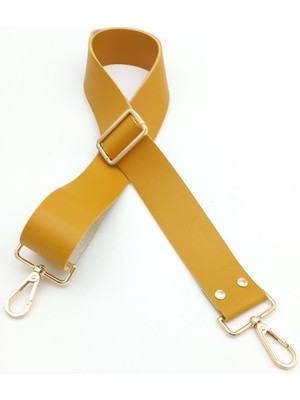 Angel Çanta Aksesuar Suni Deri Hardal 120X4 cm Çanta Sapı Kalsap Light Gold Metalli