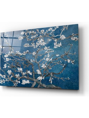 Insigne Beyaz Çiçekler Cam Tablo - 72X46 cm