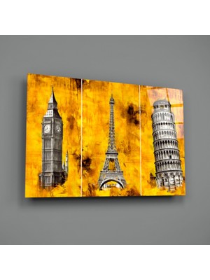 Insigne Üç Kule Cam Tablo - 72X46 cm