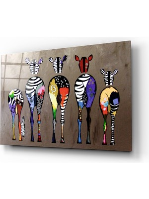 Insigne Renkli Zebralar Cam Tablo - 110X70 cm