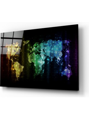 Insigne Dünya Haritası Cam Tablo - 72X46 cm