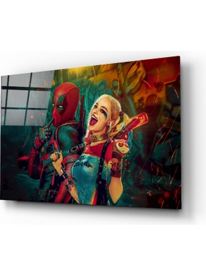 Insigne Harley Quinn ve Deadpool Cam Tablo - 72X46 cm