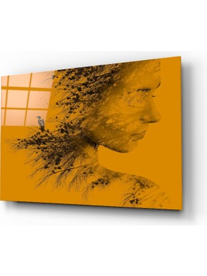 Insigne Bir Kadın Bir Kuş Cam Tablo - 72X46 cm