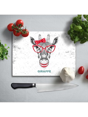 Insigne Zürafa Uv Baskılı Cam Kesme Tablası 35X25 cm