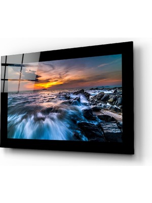 Insigne Hırçın Deniz Cam Tablo - 72X46 cm