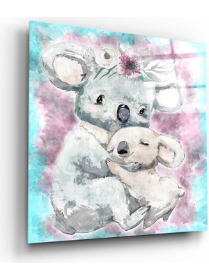 Insigne Koala Ailesi Cam Tablo - 40X40 cm