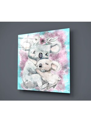 Insigne Koala Ailesi Cam Tablo - 40X40 cm