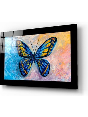 Insigne Rengarenk Kelebek Cam Tablo - 72X46 cm