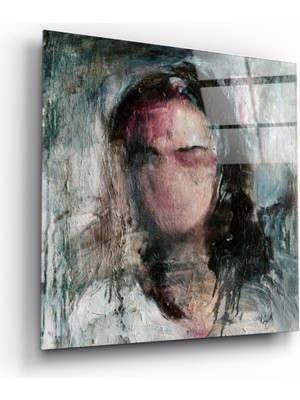 Insigne Soyut Kadın Cam Tablo - 40X40 cm