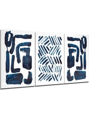 Insigne Iskandinav Çizgiler Mega Cam Tablo - 3 Adet 72X46 cm