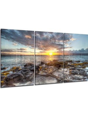 Insigne Günbatımı Mega Cam Tablo - 3 Adet 72X46 cm