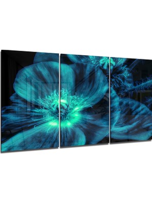 Insigne Mavi Çiçek Cam Tablo - 3 Adet 72X46 cm
