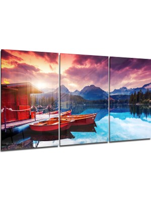 Insigne Göl Manzarası Cam Tablo - 3 Adet 72X46 cm