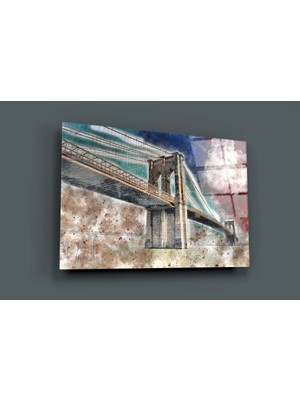 Insigne Illüstrasyon Köprü Cam Tablo - 72X46 cm