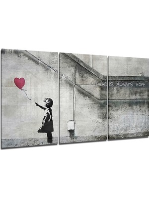 Insigne Kalp Balon - Banksy Cam Tablo - 3 Adet 72X46 cm