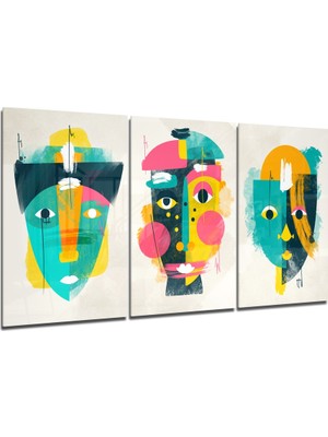 Insigne Soyut Şekiller 9 Cam Tablo - 3 Adet 72X46 cm