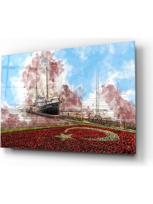 Insigne Bandırma Vapuru Samsun Cam Tablo - 72X46 cm