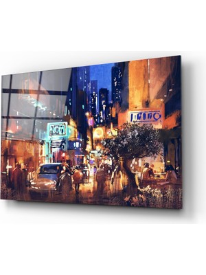 Insigne Şehirde Gece Cam Tablo - 72X46 cm