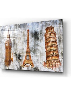 Insigne Meşhur Kuleler Cam Tablo - 72X46 cm