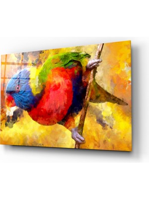 Insigne Papağan Cam Tablo - 72X46 cm