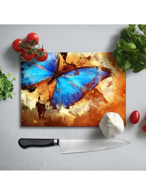 Insigne Kelebek Uv Baskılı Cam Kesme Tablası 35X25 cm