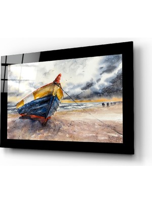 Insigne Yalnız Kayık Cam Tablo - 72X46 cm