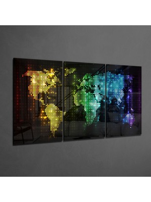 Insigne Dünya Haritası Cam Tablo - 3 Adet 72X46 cm