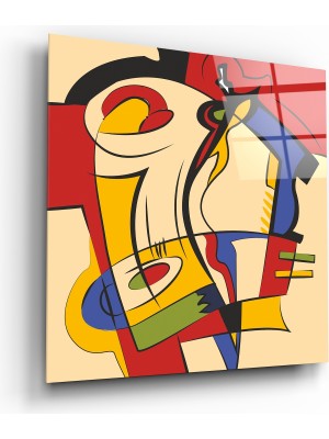 Insigne Soyut Çizgiler Cam Tablo - 40X40 cm