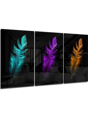 Insigne Kuş Tüyleri Cam Tablo - 3 Adet 72X46 cm