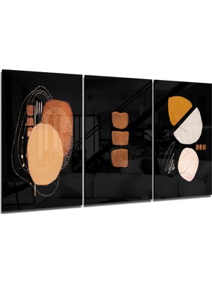 Insigne Soyut Şekiller Mega Cam Tablo - 3 Adet 72X46 cm