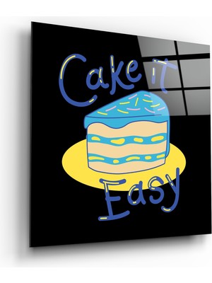 Insigne “cake It Easy” Cam Tablo - 40X40 cm