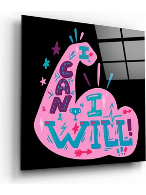 Insigne “ı Can I Will” Cam Tablo - 40X40 cm