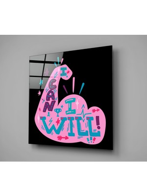 Insigne “ı Can I Will” Cam Tablo - 40X40 cm